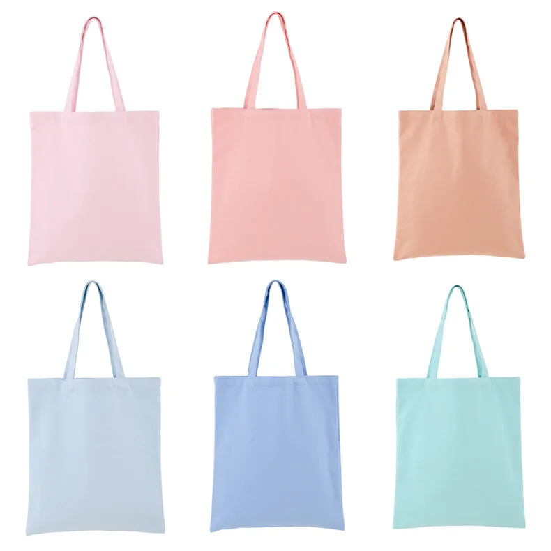 2022 Summer Hot Sale Eco friendly Reusable Neon Colors Blank 12oz Pure Cotton Hand Bag Plain Cotton Canvas Shoulder Tote Bags