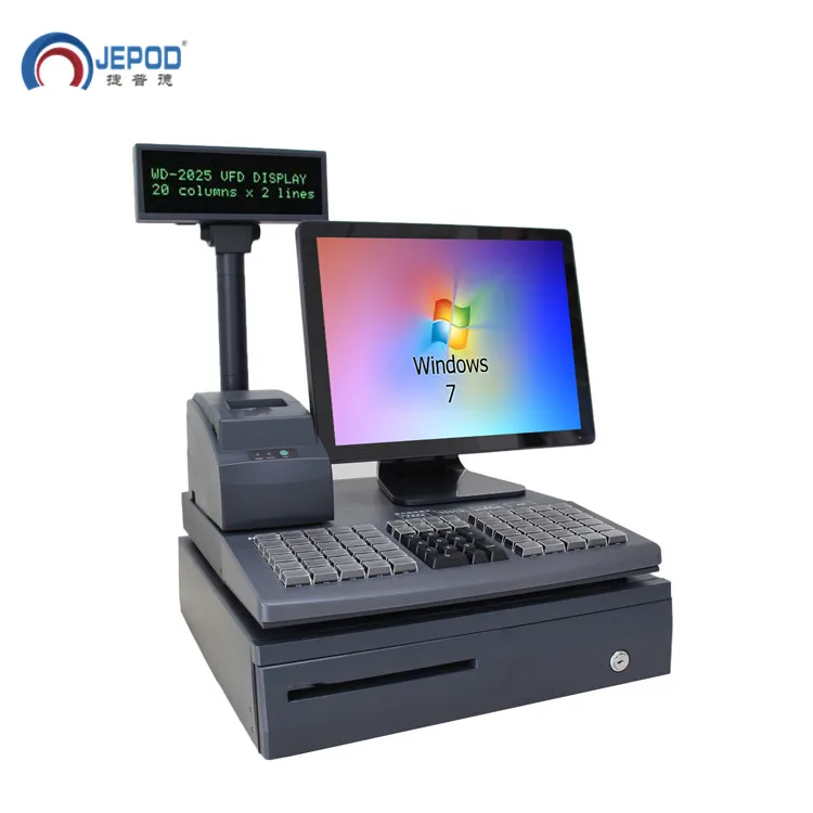 JEPOD JP-GL700 12 'сенсорный экран все в одном POS Системы кассовых аппаратов POS машина с принтером денежный ящик