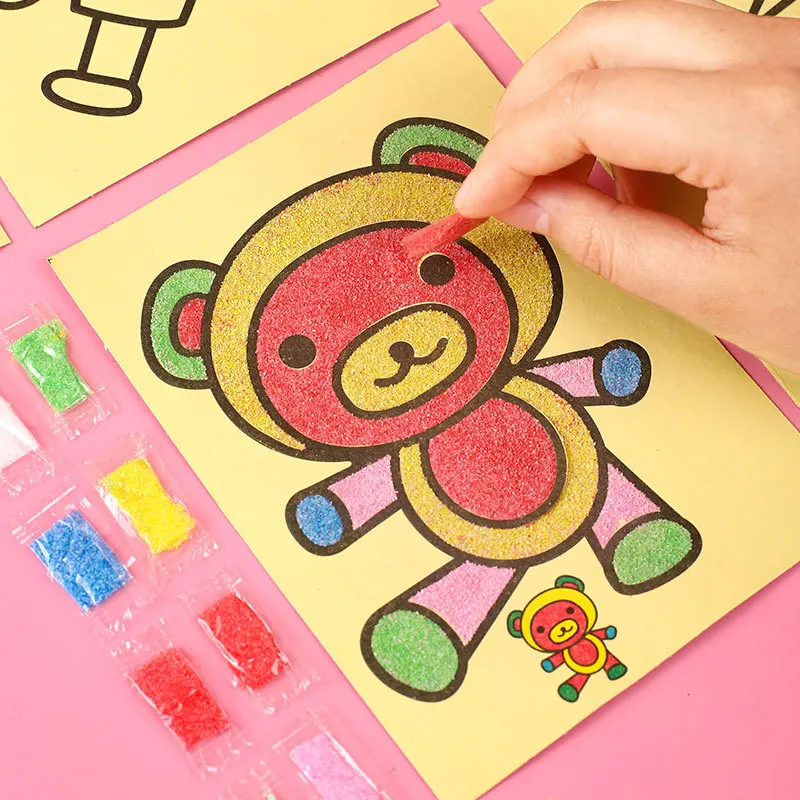 Customized Educational DIY Hand Color sand toy Graffiti Set Kids Painting Toys for kids
