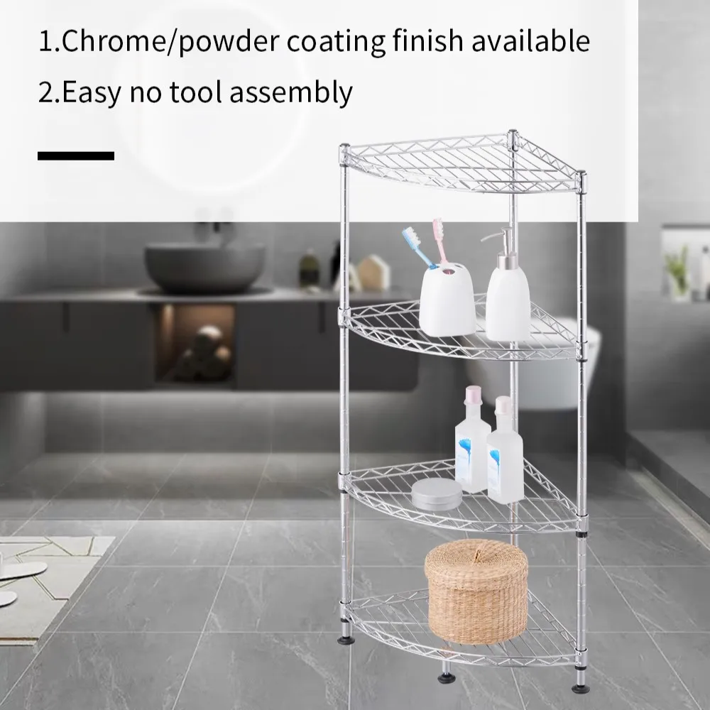 Multifunctional 4 Tiers Home Save Space Storage Multi Bathroom Corner Shelf Rack Supports And Shelves For Storage