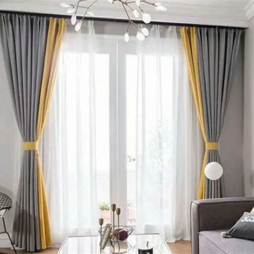 CC-9024 Hot Selling Linen Look Coating Blackout Curtain Fabric 100% Polyester Home Textile Fabric For Window Curtain