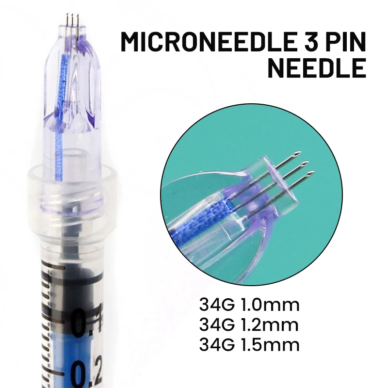 CE disposable Multi water Mesotherapy Crystal 3Pins Needles For Hyaluronic Acid Injections