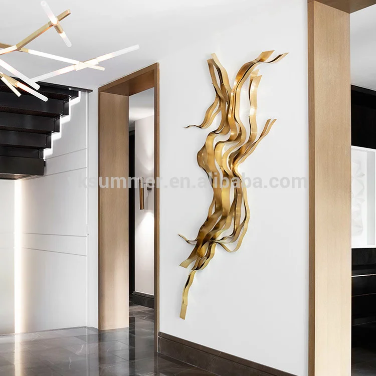 Modern custom artificial metal crafts stainless steel wall art for home decoration