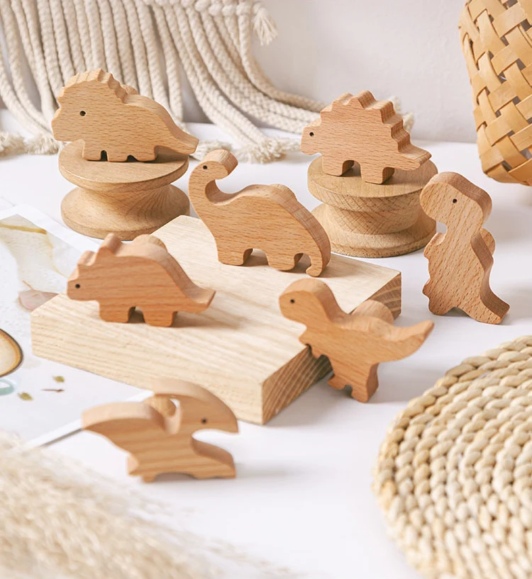 Wood Handle Knob dinosaur Shape Cupboard Wardrobe Cabinet Drawer Door Solid Wooden Handles Knobs for Kids Furniture