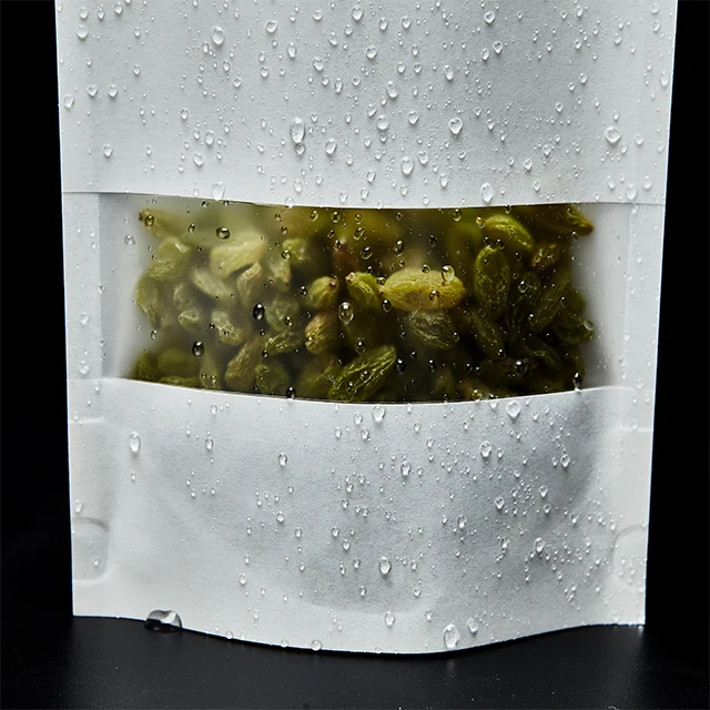 Custom  Reclosable Heat Sealable Resealable Bio Degradable Plain White Food Packaging Pouch Ziplock Stand Up Bag