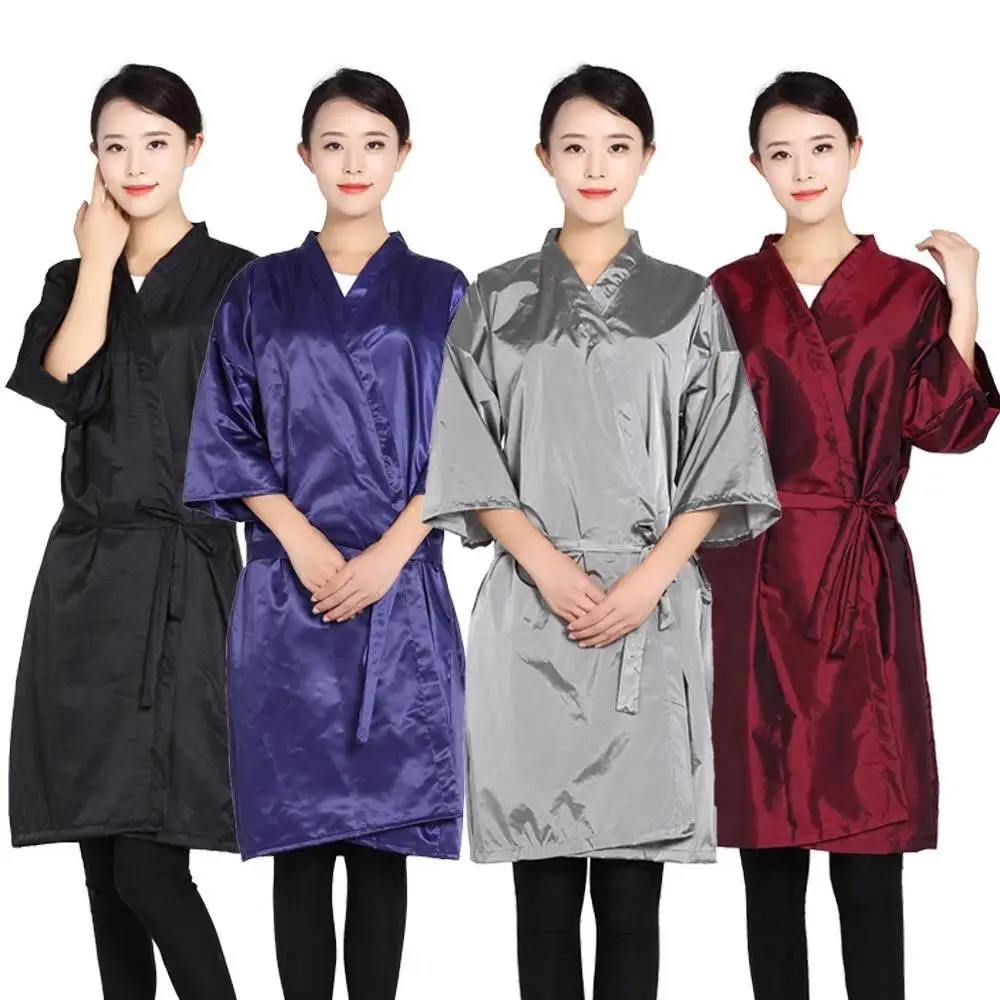 Newest Salon Gown Robe Leaves Pattern Smock Kimono Hairdressing Cape Dress Beauty SPA Hotel Barber Clothes Night-gown