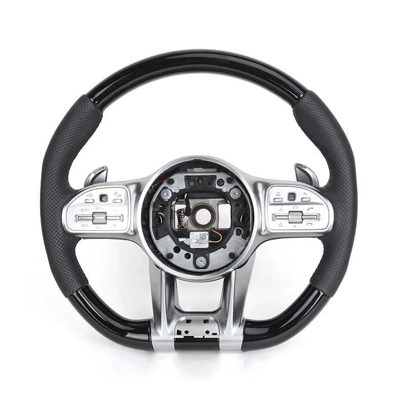 Custom Half Perforated Leather Piano Black Carbon Steering Wheel for Mercedes Benz W205 W213 W222 W163 C118 X290 C43 C63 AMG