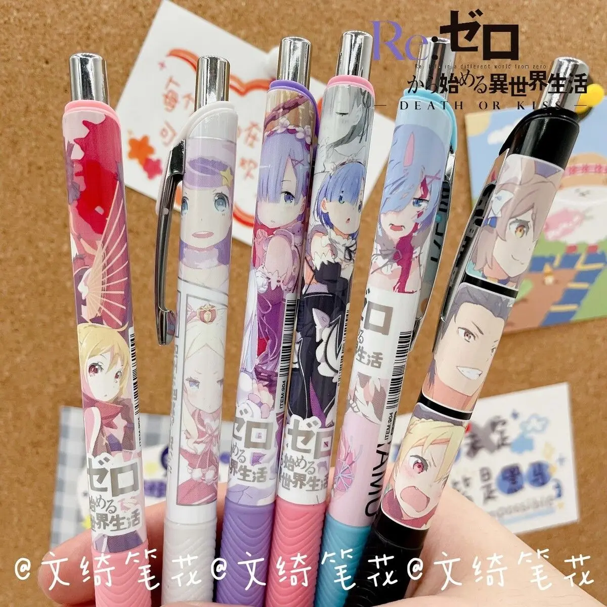 high appearance level students black ink Re:Zero Ram Rem Emilia 0.5mm anime gel pen