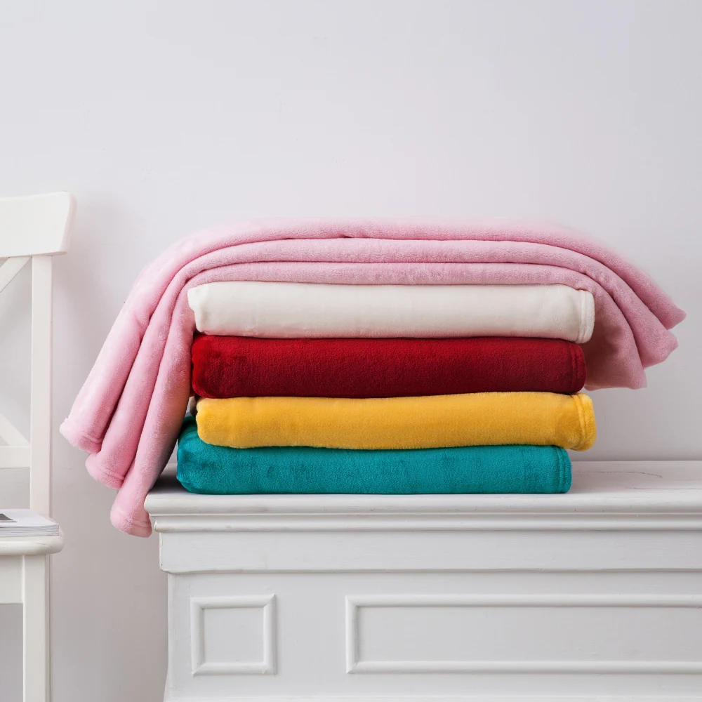 Mulan Wholesale Super Soft Polyester Fleece Blanket Other Korea Flannel Blanket Warm Throw Blanket for Winter Pink Color