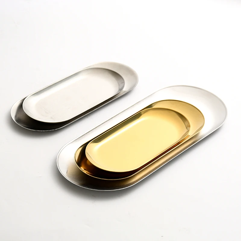 Oval Tray Food Grade Plate SUS 304 Stainless Steel Plate Dish Customized Pattern SUS 304 & 201,metal 18/23/30cm Handpainted