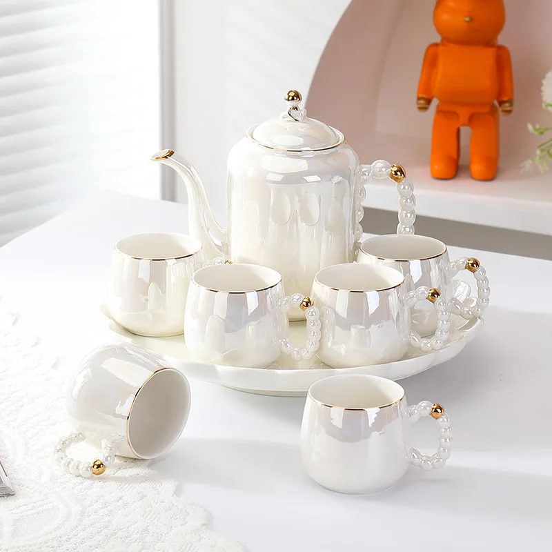 MAIMAI Pearl Series Ceramic Coffee Mug Gradient Porcelain Water Bottle Oats Milk Desserts Tea Cup Gift Set for Office