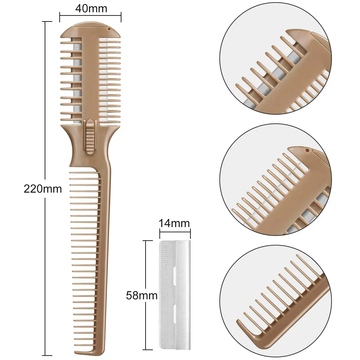 Hair Cutting Razor Comb Double Edged Hair Cutting Razor Comb Gold Comb With Razor