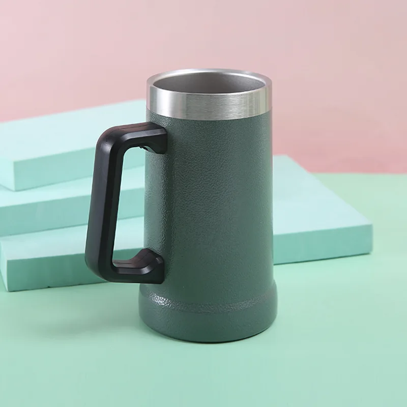 Amazon New Update Stanleys Beer Cup Mug Grip Original Stainless Steel Vacuum beer Stein Growler With Handle Lid