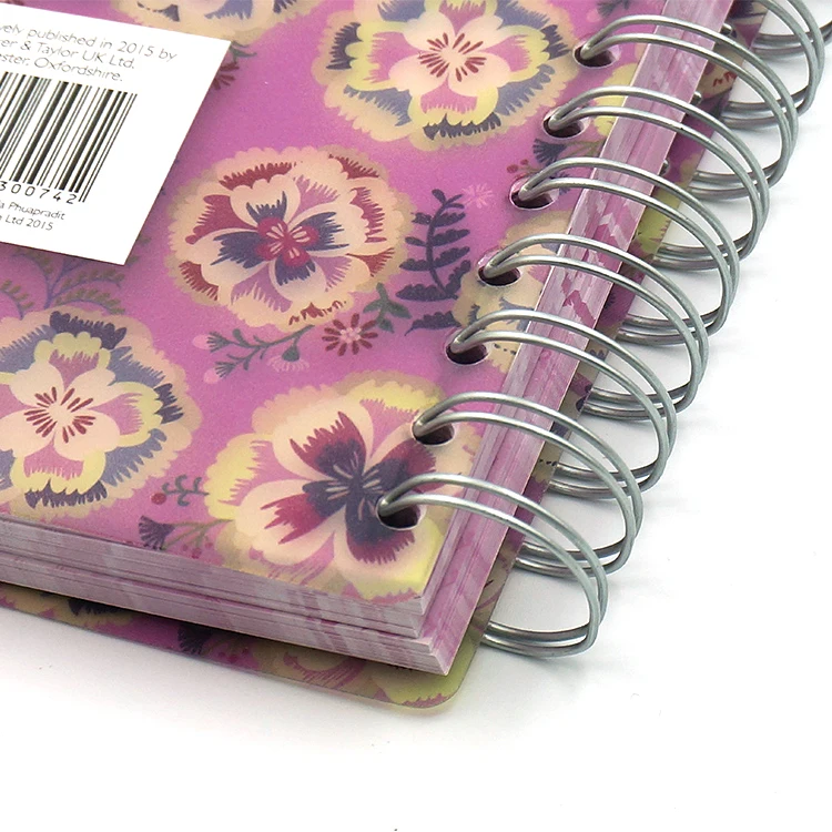 Cover & 240pages Text frosted PVC thickness 65C cover flower design wiro notebook printing