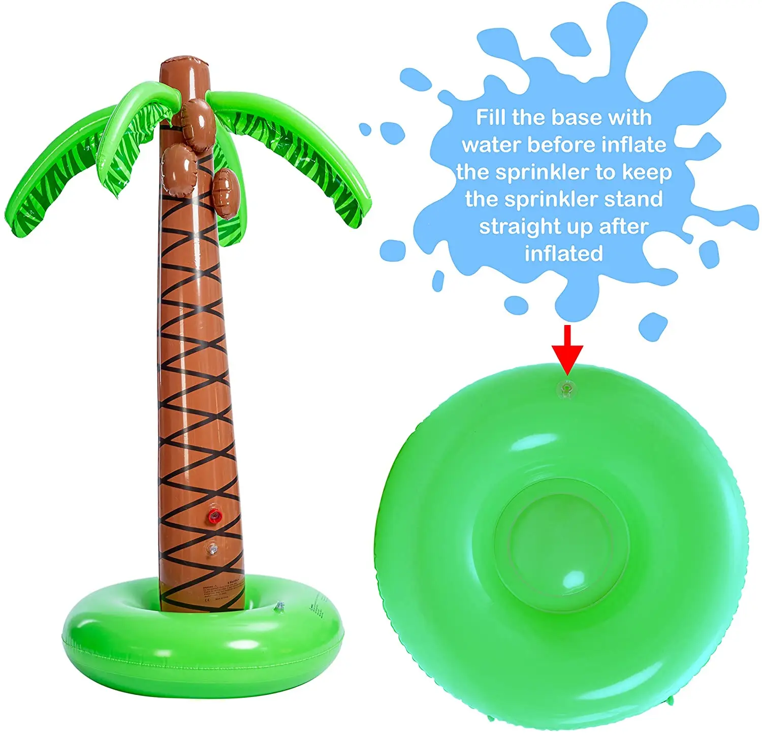 Inflatable Palm Tree Backyard Sprinkler Toy for Kid Inflatable Water Park Outdoor Hawaiian Party Coconut Tree for Lawn Splash