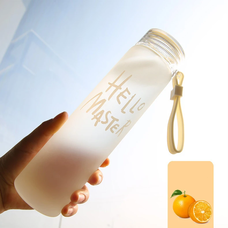 Factory wholesale direct selling New Eco-friendly Customize Travel Fruit Frosted Clear Juice Glass Drinking Water Bottles
