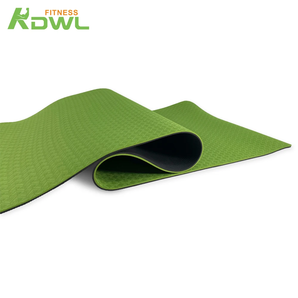 Низкая цена, оптовая продажа, толстый двухцветный нескользящий экологически чистый коврик для йоги из ТПЭ 6 мм