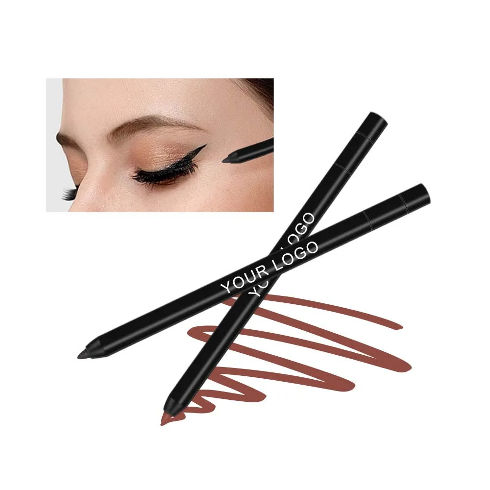 Private Label Makeup Cosmetics Long Last Matte Black Brown Eye Liner Pencil With Sharpener Waterproof Cream Eyeliner Gel Pen