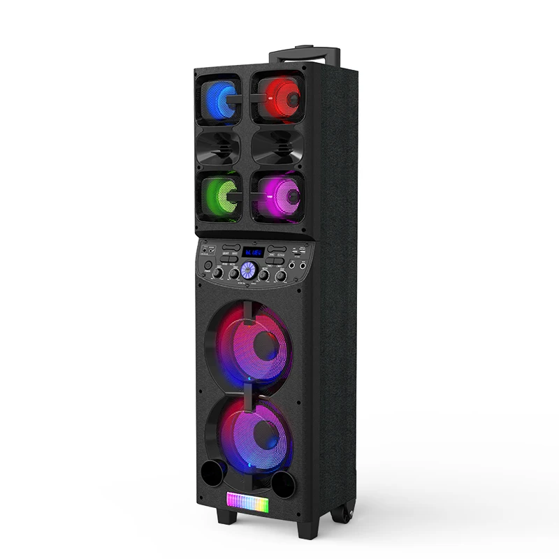 Manufacturer 6.5 inch Outdoor Portable Wireless Big Power Rechargeable Dual Double Subwoofer BT Speaker Party Speaker