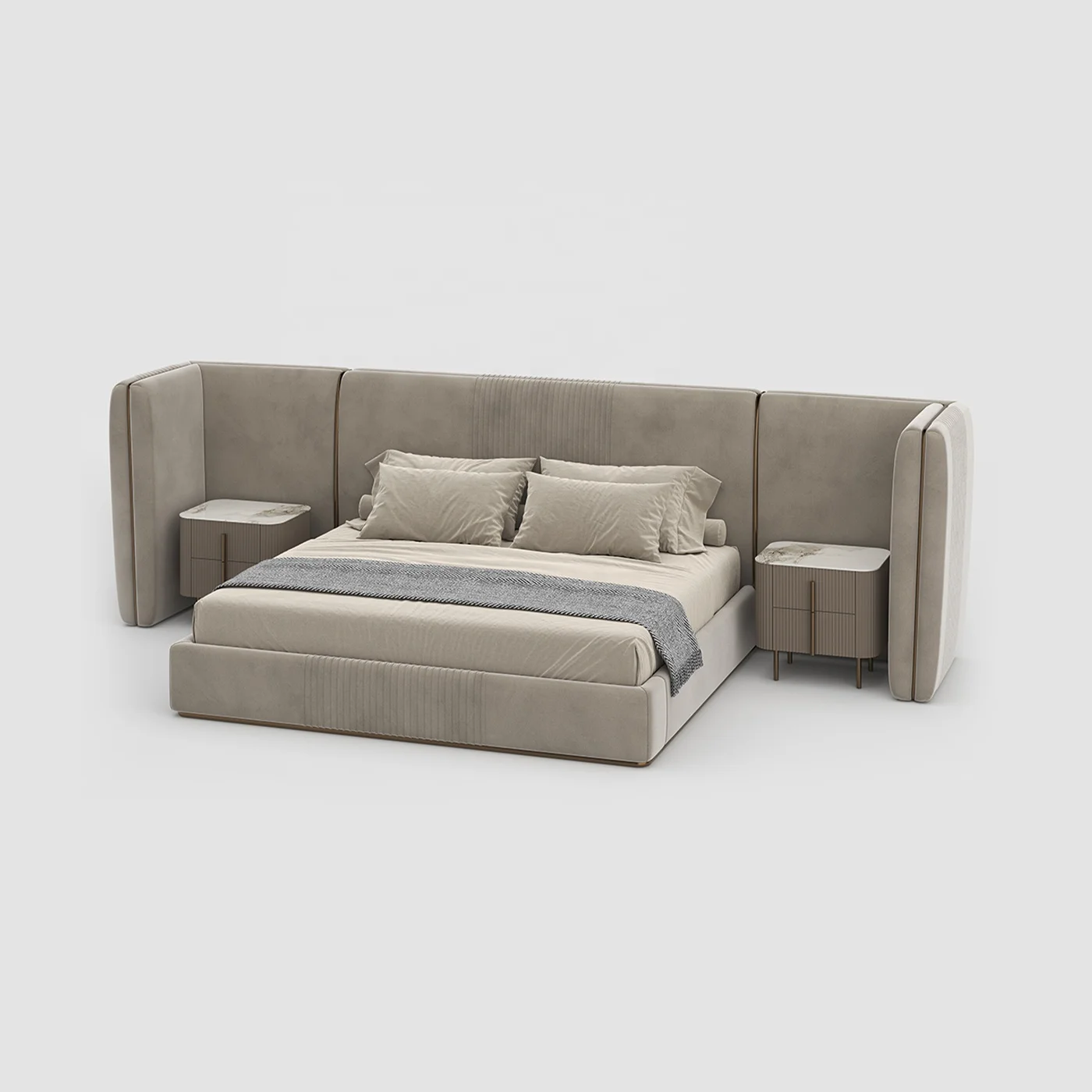 italian design leather large headboard wooden bed frame queen size upholstered platform bed