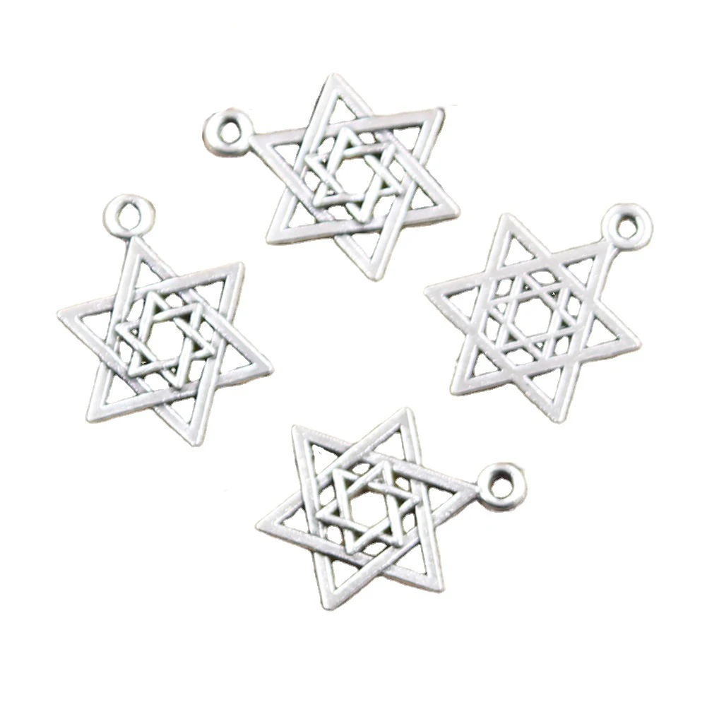 Charms star of david shield 22x16mm Tibetan Silver Color Pendants Antique Jewelry Making DIY Handmade Craft