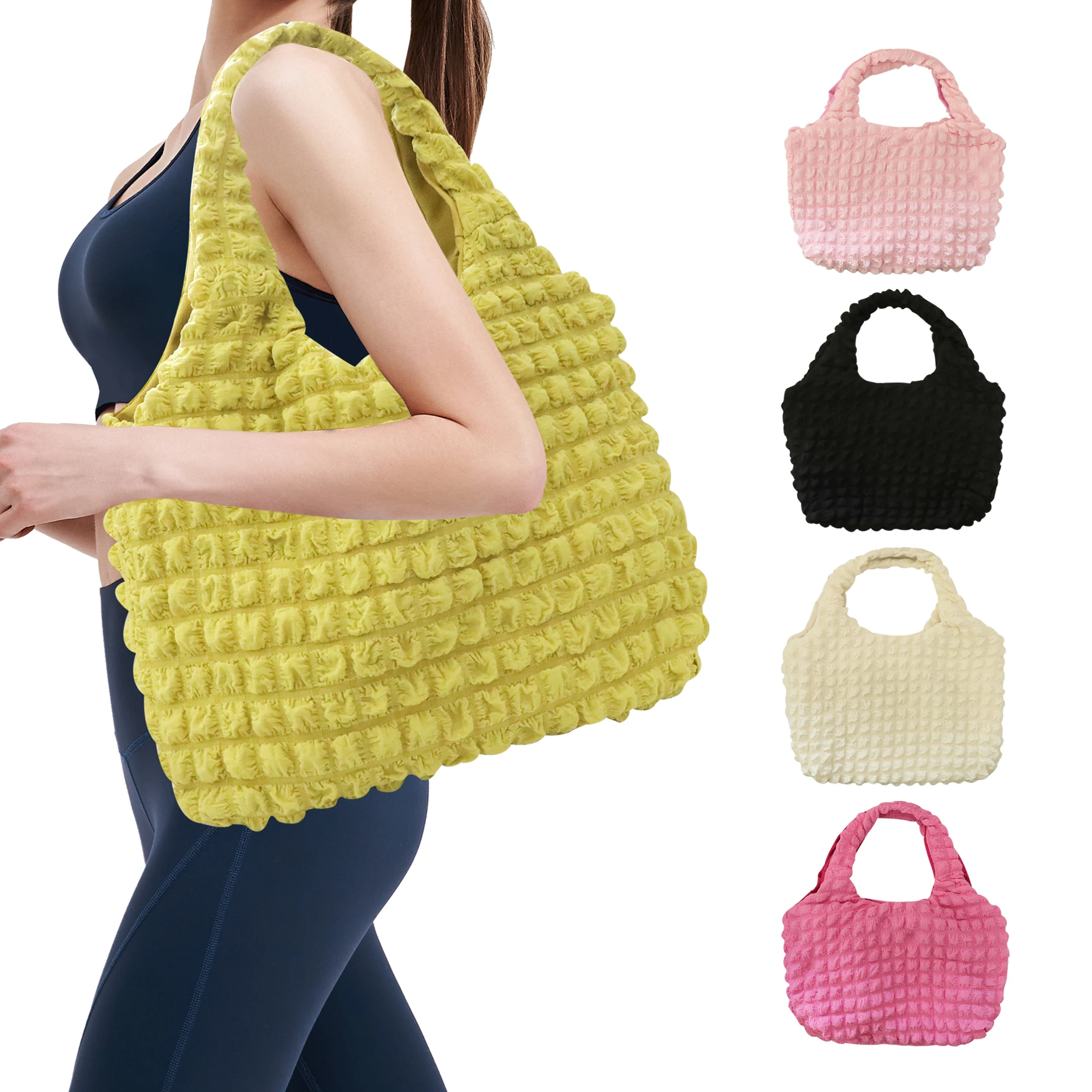 Lightweight Bubble Hobo Buffer Bag Large Capacity Cloud Bag Minimalist Padded Tote Handbag for Women Girls Travel Shopping Work