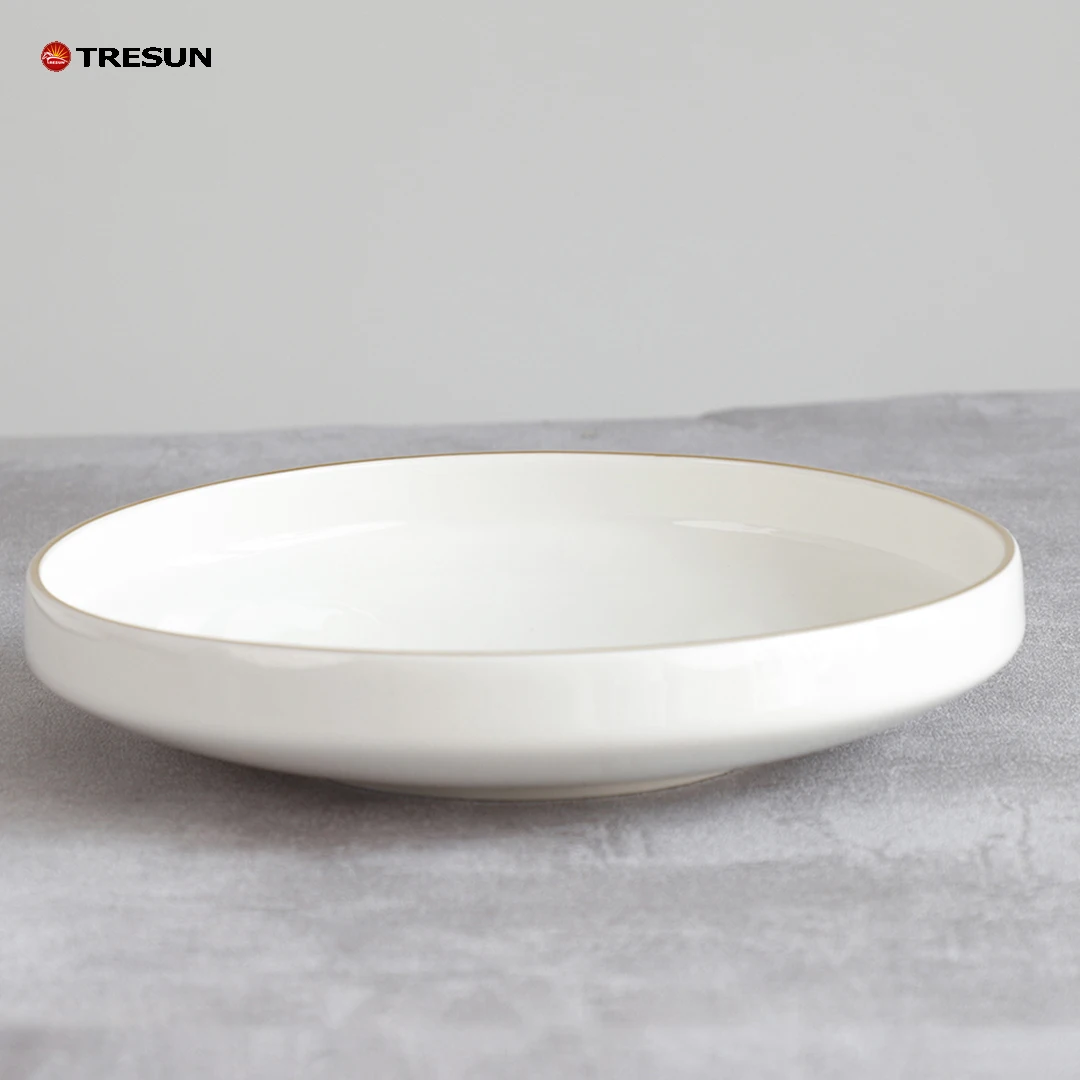 24 pcs service for 4 6 plates and bowls white gold rim new bone china dinnerware set