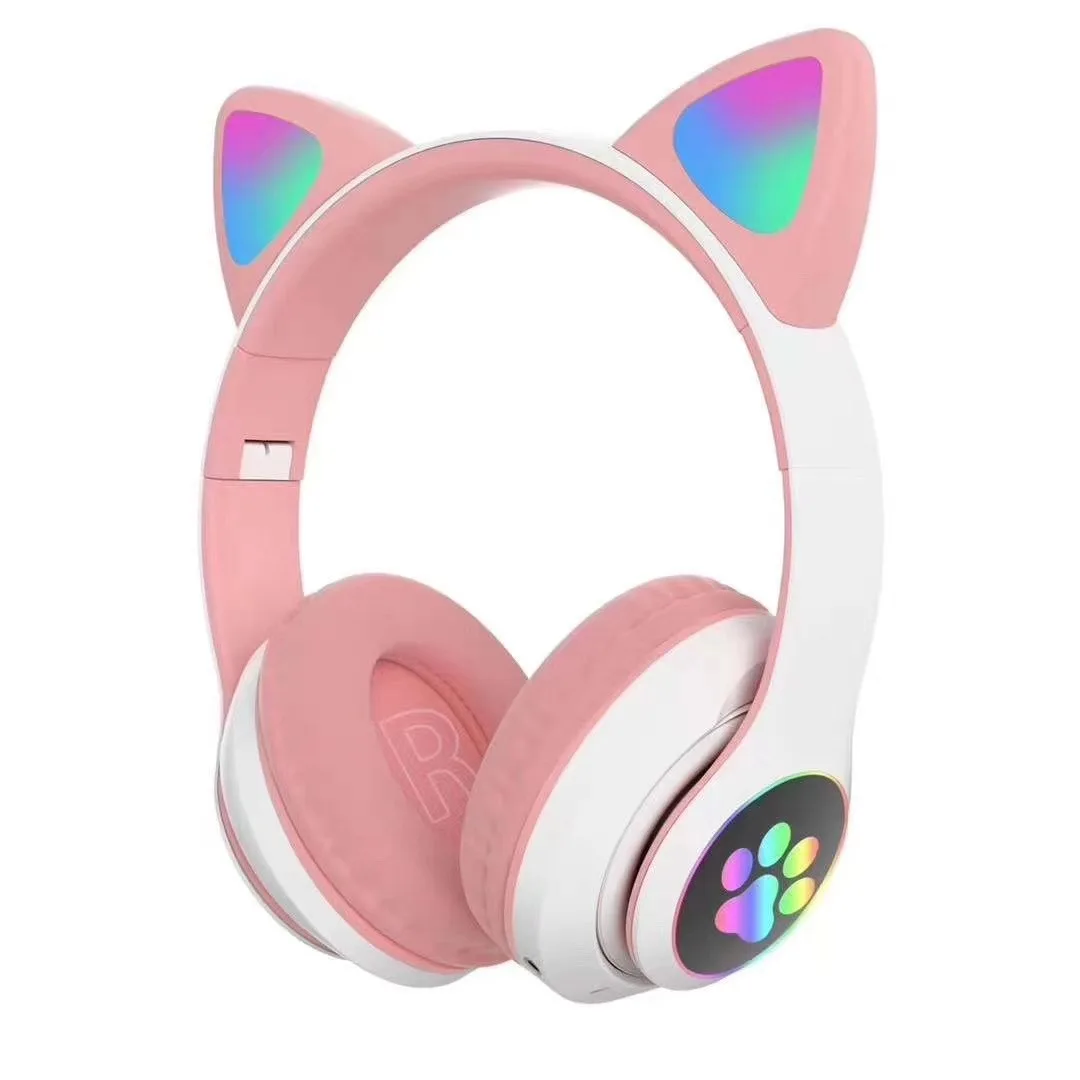 
2020 Amazon Hot Selling Cat Ear Luminous Headset Loveliness Wireless Headphone as Christmas Gift for Girls 