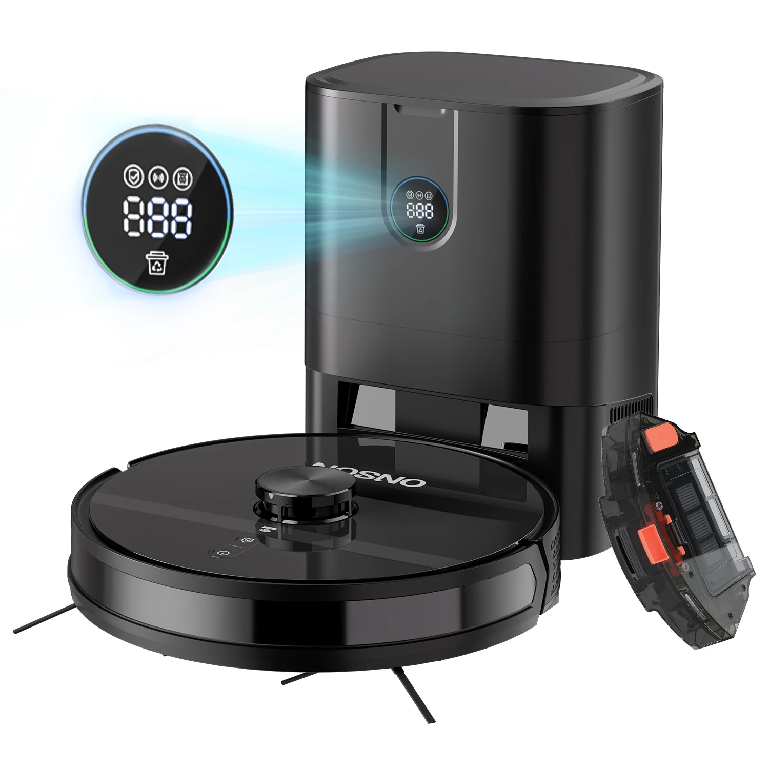 Intelligent LCD Display 3000Pa Laser Navigation Driving House Hall Mop Floor Self Emptying Dustbin Smart Robot Vacuum Cleaner
