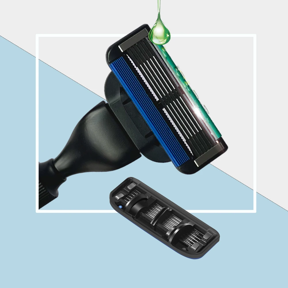 Spolo Metal Handle Manual System Razor With 6 Layers Blade Pivoting Shaving Head For Men Beard Care