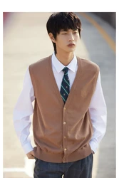 2022 Spring New V-Neck Embroidered work wear Knitted Vest Youth Cardigan