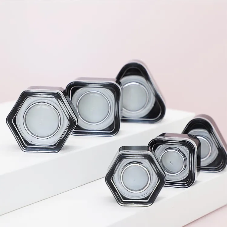 3g 5g 7g 9g white clear black glass matt gloss packaging cosmetic Hex  child proof glass jar for the eye cream with CR Cap