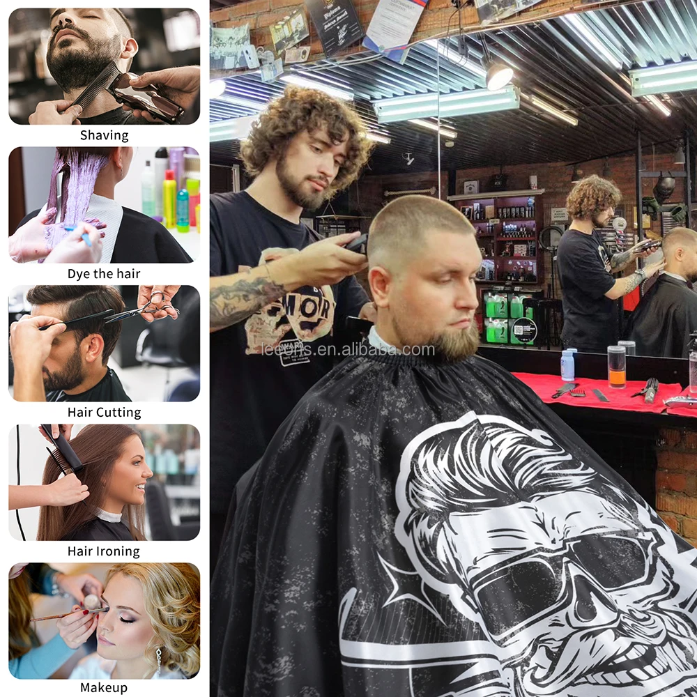 Fashion Black Waterproof Hairdressing Barber Hairdresser Hair Cutting Adult Cape Salon Barber Gown Beard Shaving Cape