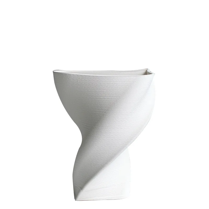 3D Printed Unique Twisted Body Ceramic White Vase Big Size Chinese Porcelain Indoor/Outdoor Home Decor Wedding Gift Restaurants