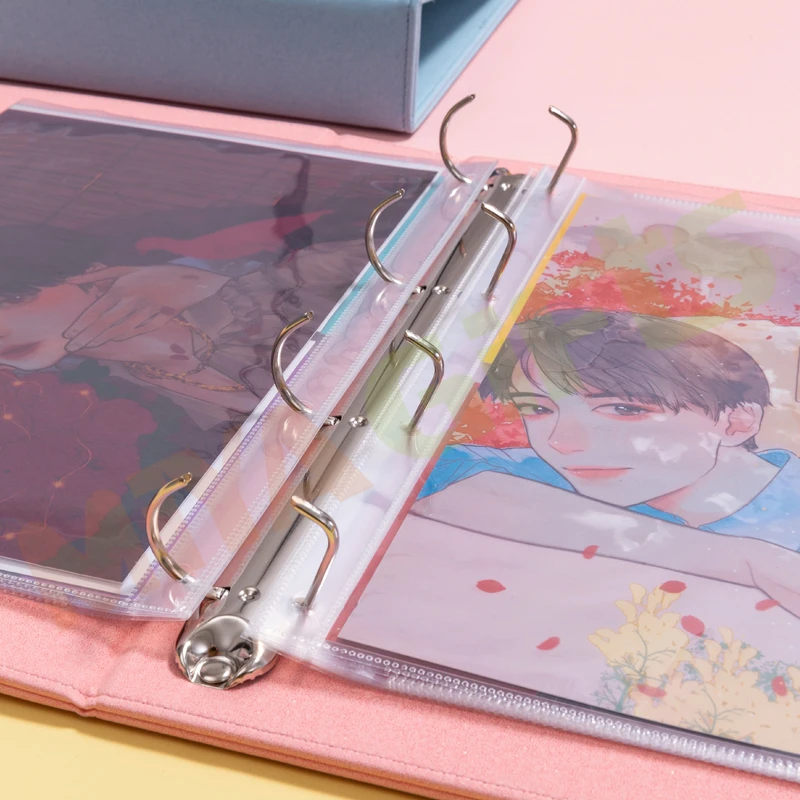 custom pu leather B5 4 ring binder 9 slot mini quote cards photocard collecting photo book album