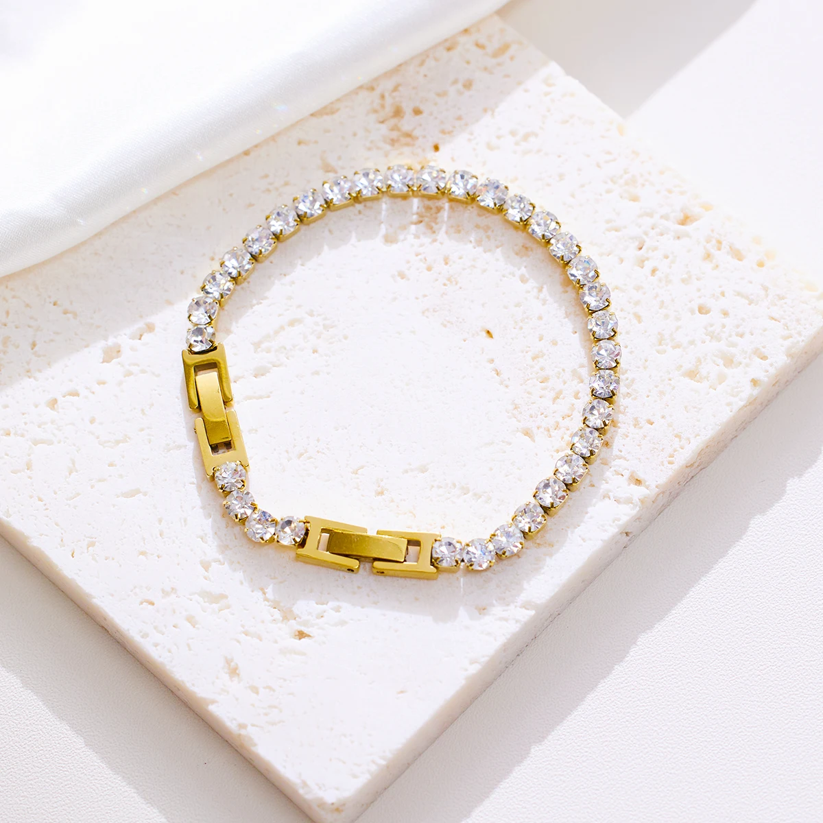 XIXI Bijuterias Ao Inoxidavel Zircon Stainless Steel Ins 18k Gold Plated High Quality Women Fashion Jewelry Chain Bracelet