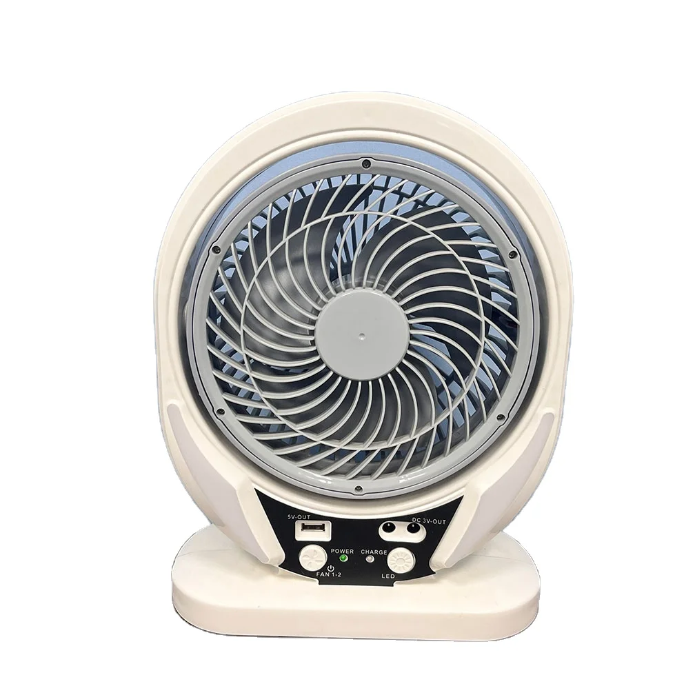 Spot Goods Factory Direct Sales AC DC  6 Inch Multi Function Charging Fan Led Light  Mini  Fan Solar Fan