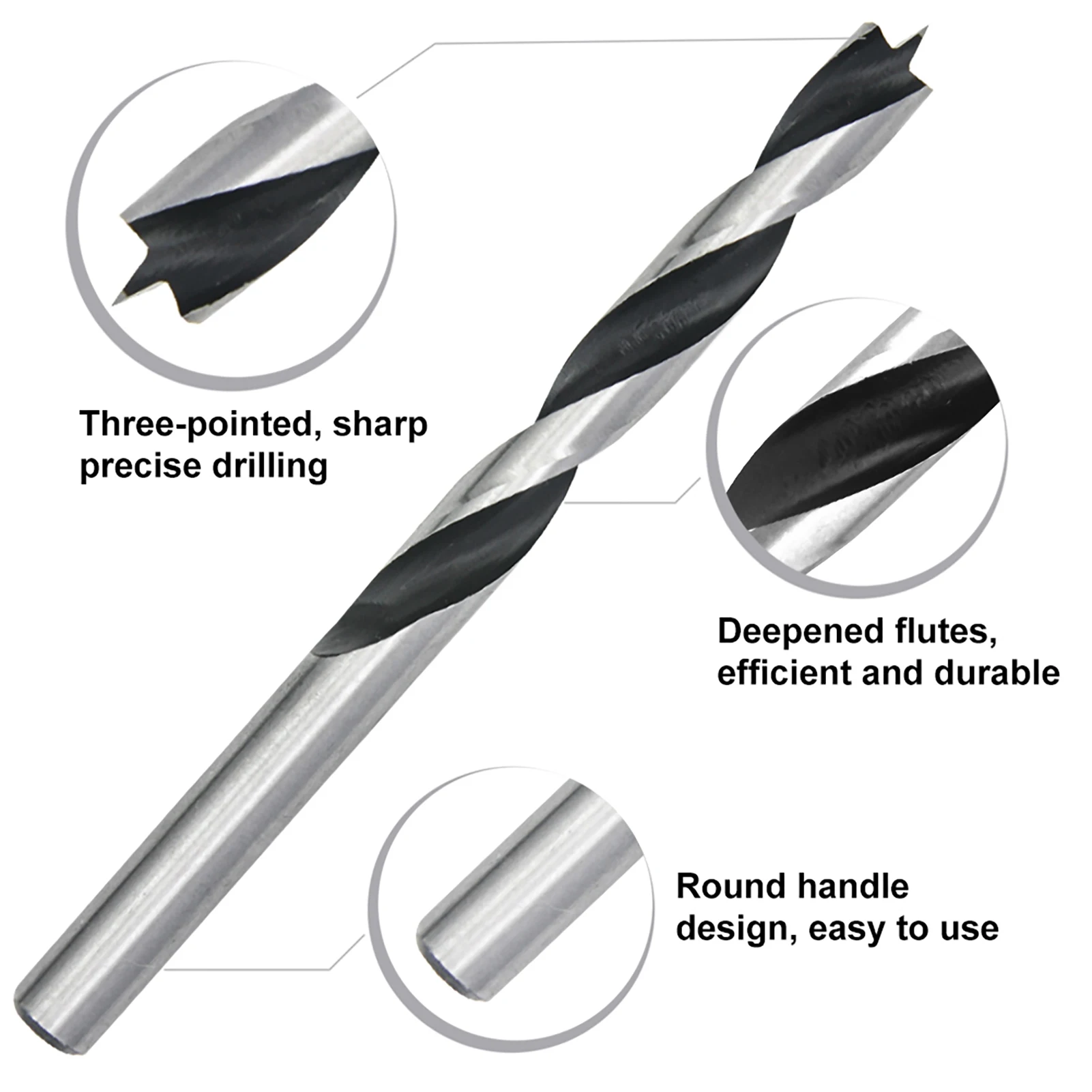 15pcs HCS Brad Point Wood Drill Bit Set for DIY