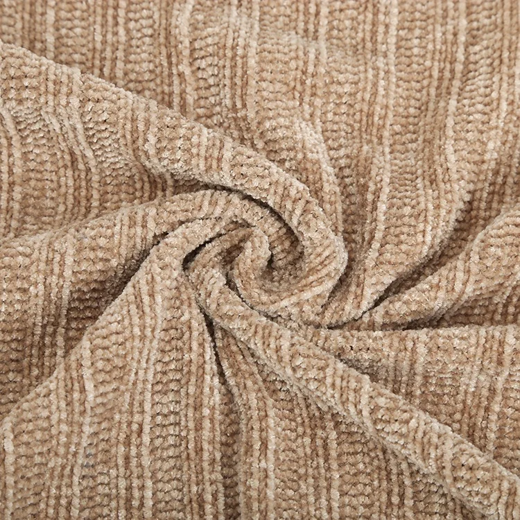 
China professional factory 100% polyester velvet chenille knitting fabric 3*3 rib for woman sweater 