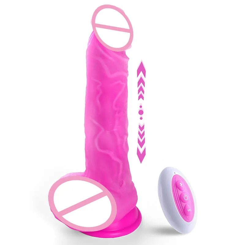 Remote Control Realistic Soft Penis Vibrating Dildo G-Spot Stimulation Heating Silicone Thrusting Dildo Vibrator for Women Men