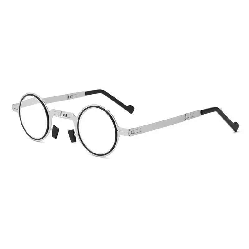 
New style anti-blue light reading glasses without screw folding high-grade metal ultra-thin steel reading glasses men and women 