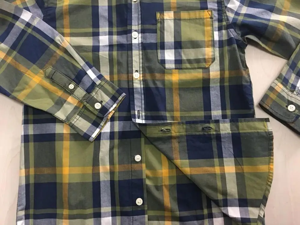 Рубашка с длинным рукавом для мальчиков, рубашка из 100% хлопка в клетку для детей