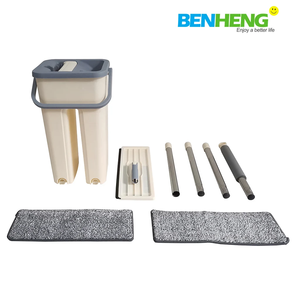 Benheng  Professional New Home Kitchen Quick Clean Microfiber Squeeze Flat Mop Flat Floor Mop And Bucket Sets