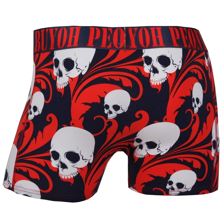 
Skull Pattern Elastic Slim Organic Cotton Custom Man Underwear Suppliers 
