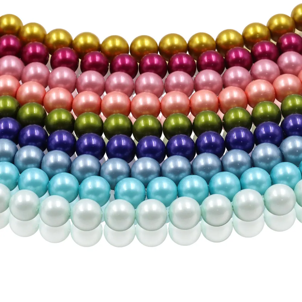 10mm round faux glass pearl bead in shell effect in bulk