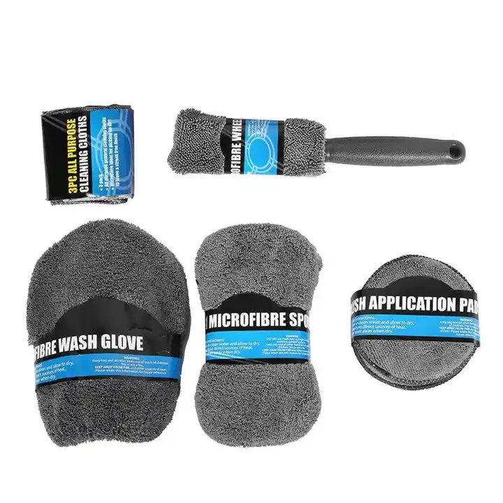 Car Wash Accessories Kit 9pcs Washing Sponge Coral Towel Wheel Brush Car Cleaning Tools Set Kit