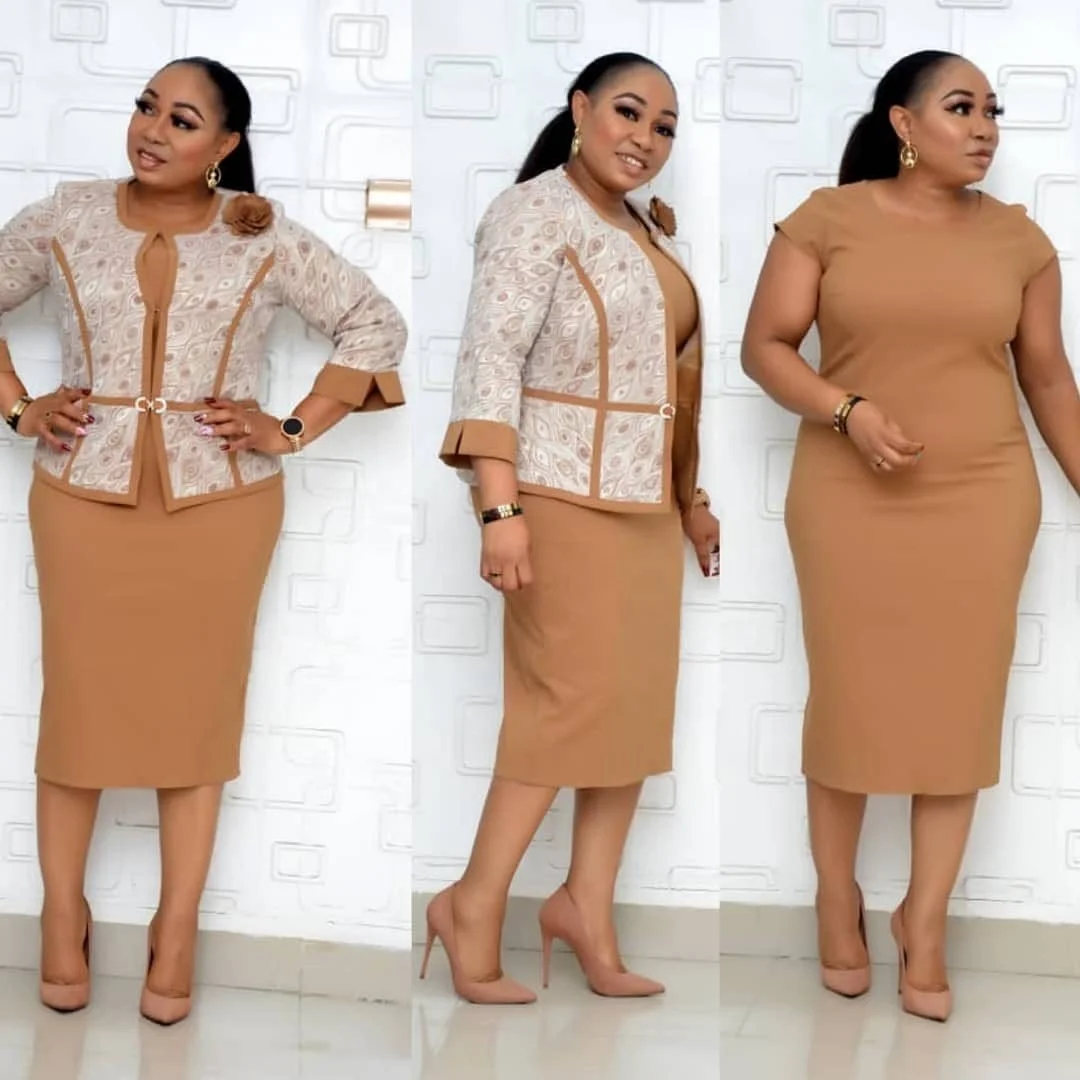 
Bodycon Long Sleeve Round Neck Work Office Pencil Dress Plus Size Ladies Office Wear Dress For African Women 