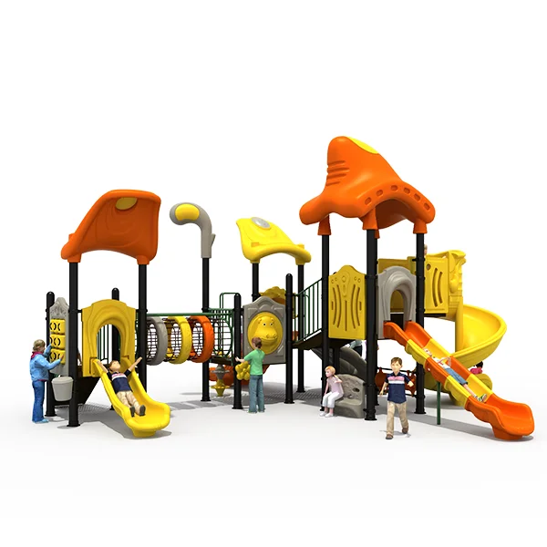 Customized Warm colors Design , Children educational  Equipment Plastic Outdoor Playground  with Multi functional slide