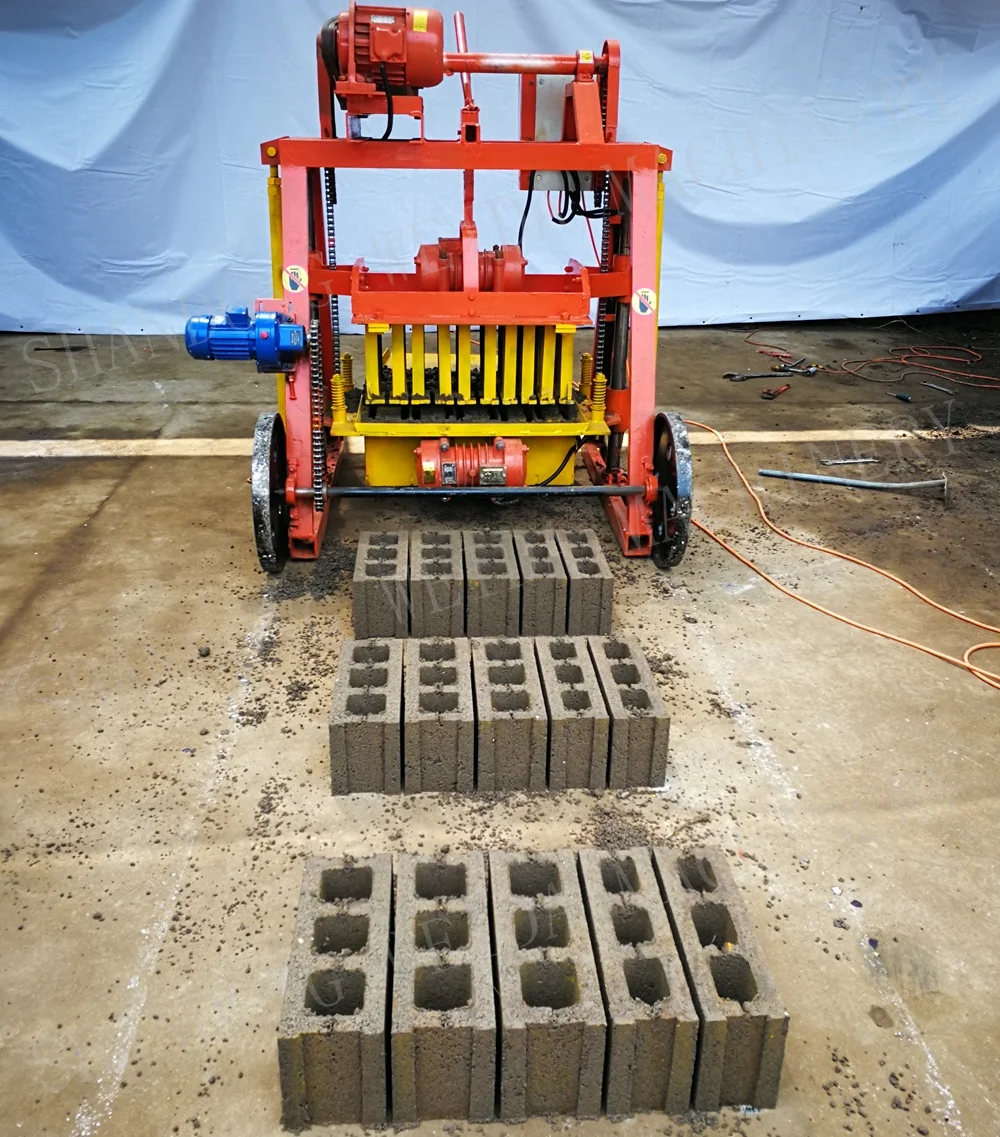 Big wheels mobile Africa color pavers maker machine automatic hollow brick block egg laying cement brick making machinery