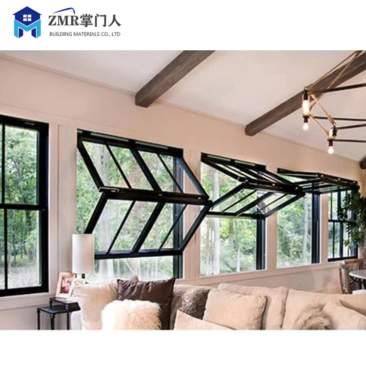 ZMR Aluminium Bi Fold Window Fold Up Glass Windows balcony Shop Intelligent Control Motor Automatic Vertical Folding Window